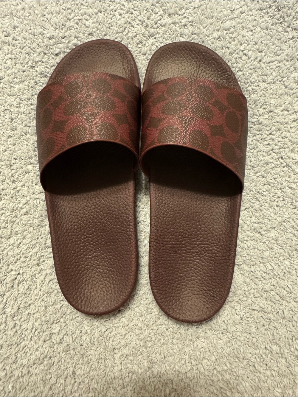 Coach Black Currant Signature Slide Sandals